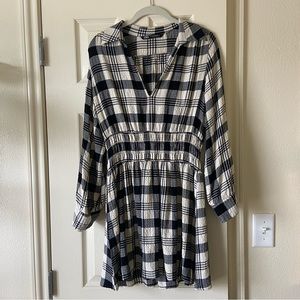 ZARA Smock Waist Plaid Mini Dress